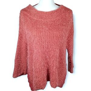 KNOX ROSE MAUVE EYELASH LACE TRIM SWEATER SZ.S EUC